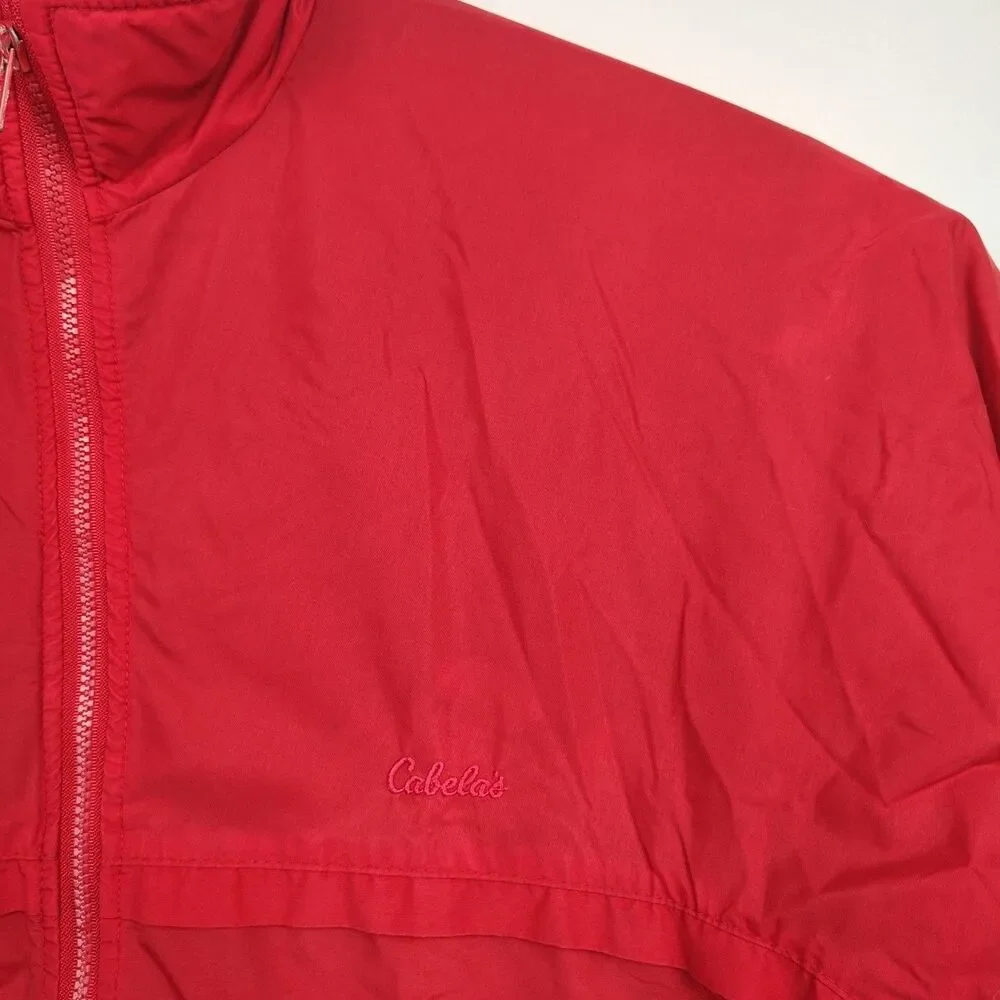 Vintage Cabela's men's full-zip lined coat, size Large Tall, red w/ black lining